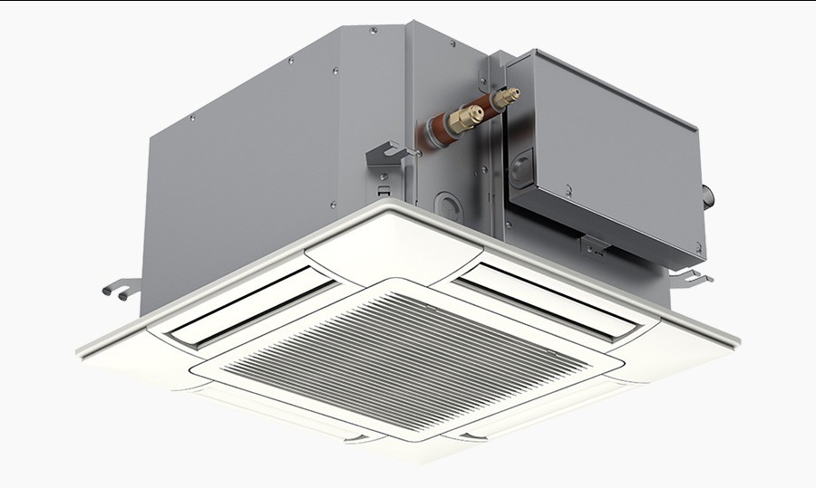 Hitachi cassette air conditioner unit installed in a ceiling