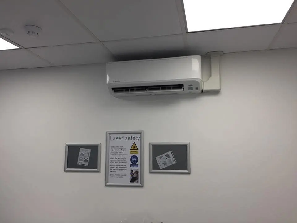 Wall-mounted air conditioner in Dental surgery St Johns wood in London