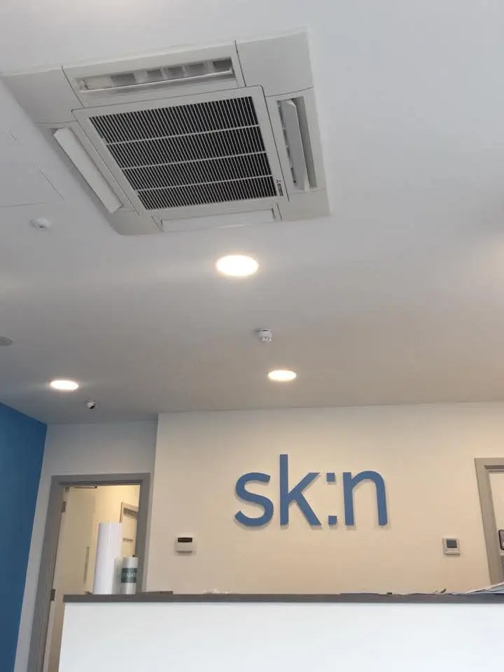 Ceiling cassette air conditioning unit installed at a beauty clinic in London